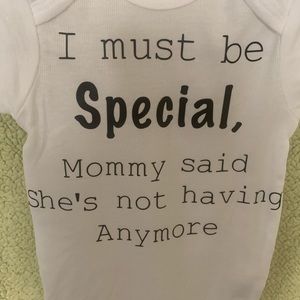❤️ 3 for $21 ❤️ Hand Crafted White Onesie with Vinyl Saying. Multiple sizes.